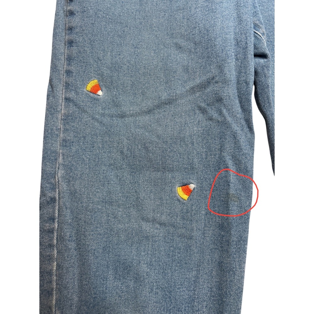 Quacker Factory Women Candy Corn Embroidered High Rise Straight Leg Jeans Size 8 - Picture 2 of 8